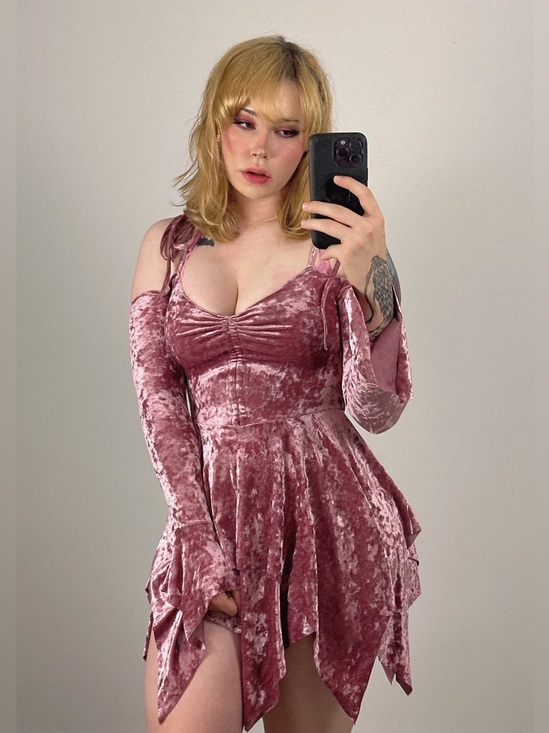Dolls Kill Dresses & Skirts - NWT Dolls Kill Current Mood F is for Fairies Handkerchief Dress Mauve Velvet XS